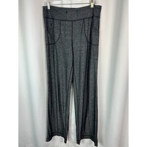 Lululemon Heathered Grey Wide Leg Yoga Pants Drawstring Athleisure Tall Size 8